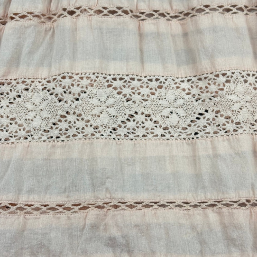 LoveShackFancy Lace Pintuck Blouse Women 2 Pink Romantic Cottagecore Parisian - Picture 12 of 12